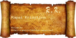 Rapai Krisztina névjegykártya